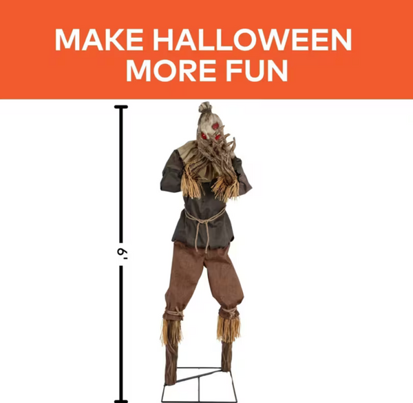 7 Ft. Animated Light-Up Grim Stalker Scarecrow Halloween Decoration