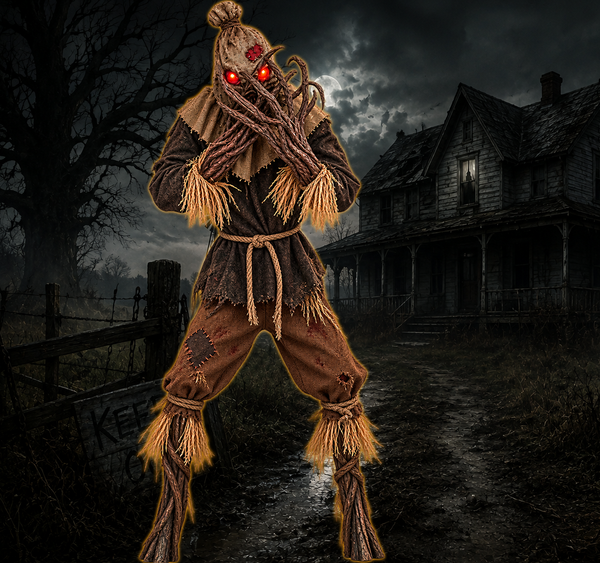 7 Ft. Animated Light-Up Grim Stalker Scarecrow Halloween Decoration