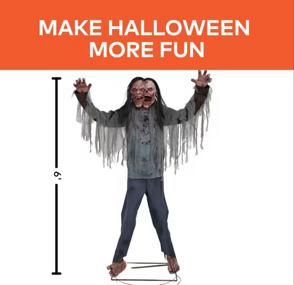 6 Ft. Animated Light-Up Jack & Jill Zombie Halloween Decoration