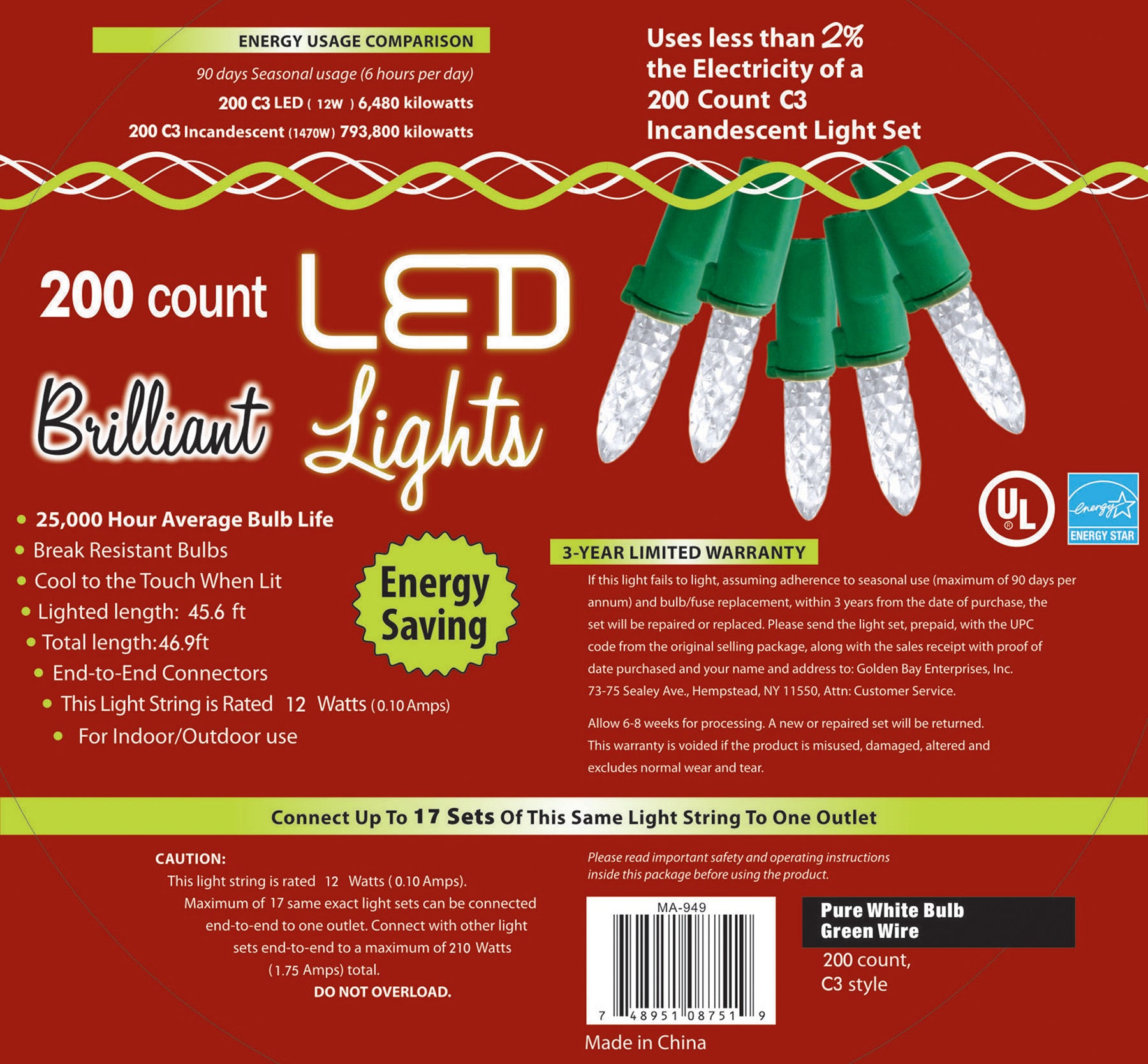 Holiday Lights 200 count LED Brilliant White