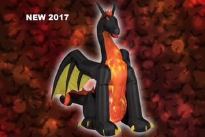 Inflatable Fire Dragon Halloween Prop with moving wings