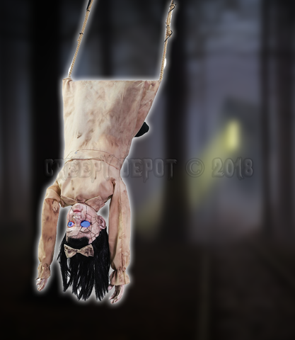 swinging creepy doll halloween animated decoration prop